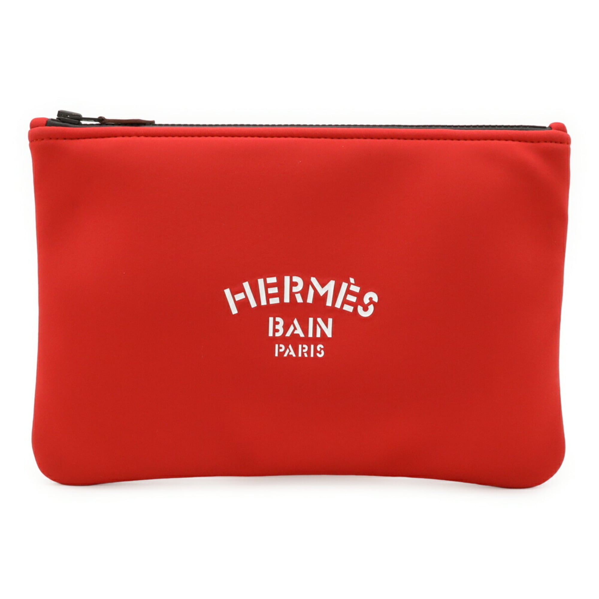 Hermes Red Color Polyamide Leather Clutch Bag (Pre-Owned)