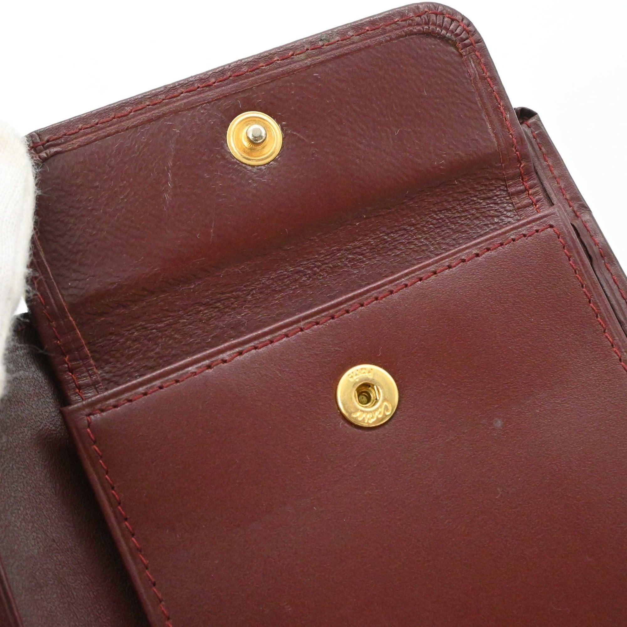 Cartier Bordeaux Red Color Leather Wallet (Bi-Fold) (Pre-Owned)