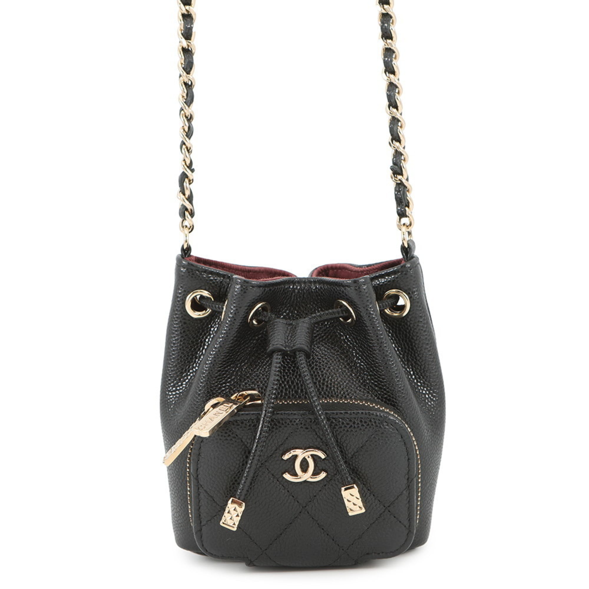 Chanel Matelasse Black Grained Calfskin Shoulder Bag (Pre-Owned)