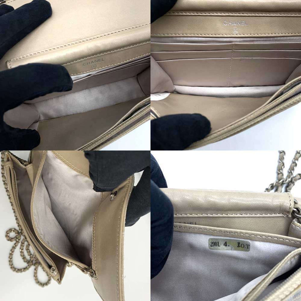 Chanel New Travel Line Beige Nylon Chain/Shoulder Wallet (Pre-Owned)