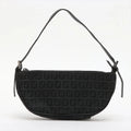 Fendi Black Leather Canvas Handbag (Pre-Owned)