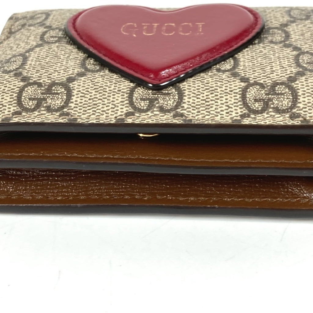Gucci Gg Supreme Beige Red Color Gg Supreme Long Wallet (Bi-Fold) (Pre-Owned)