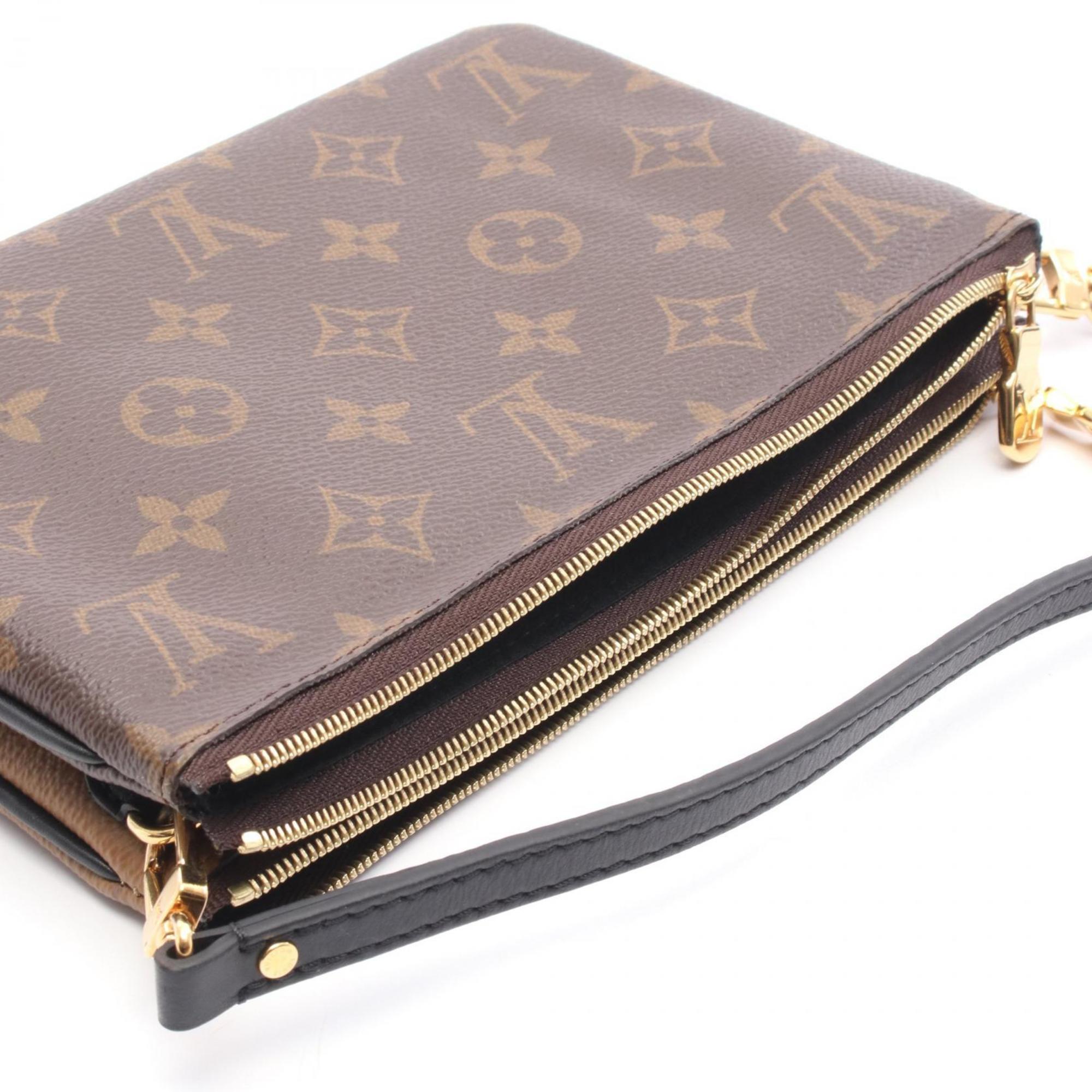 Louis Vuitton Beige Brown Monogram Coated Canvas Leather Pochette Shoulder Bag (Pre-Owned)