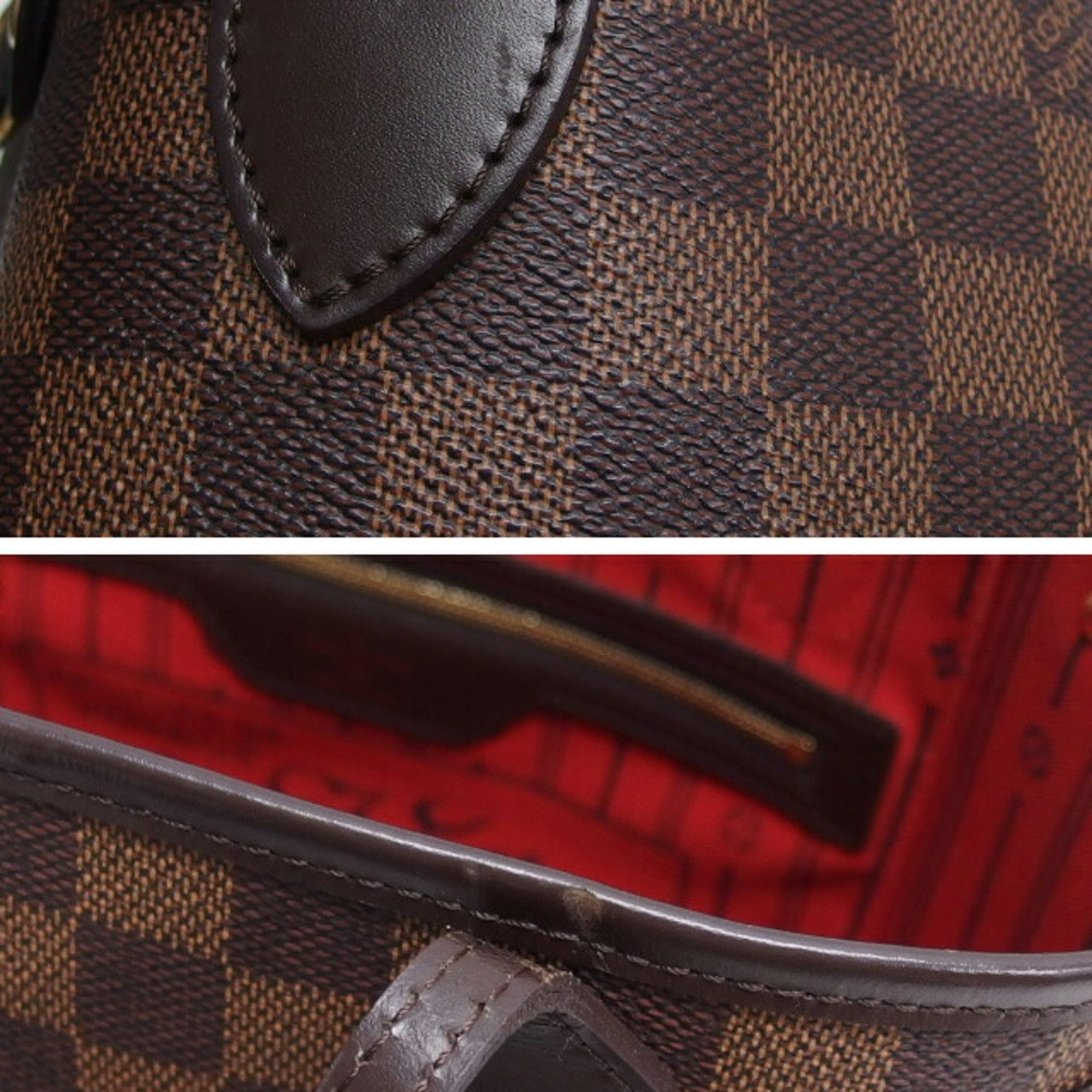 Louis Vuitton Brown Damier Canvas Leather Handbag Tote Bag (Pre-Owned)