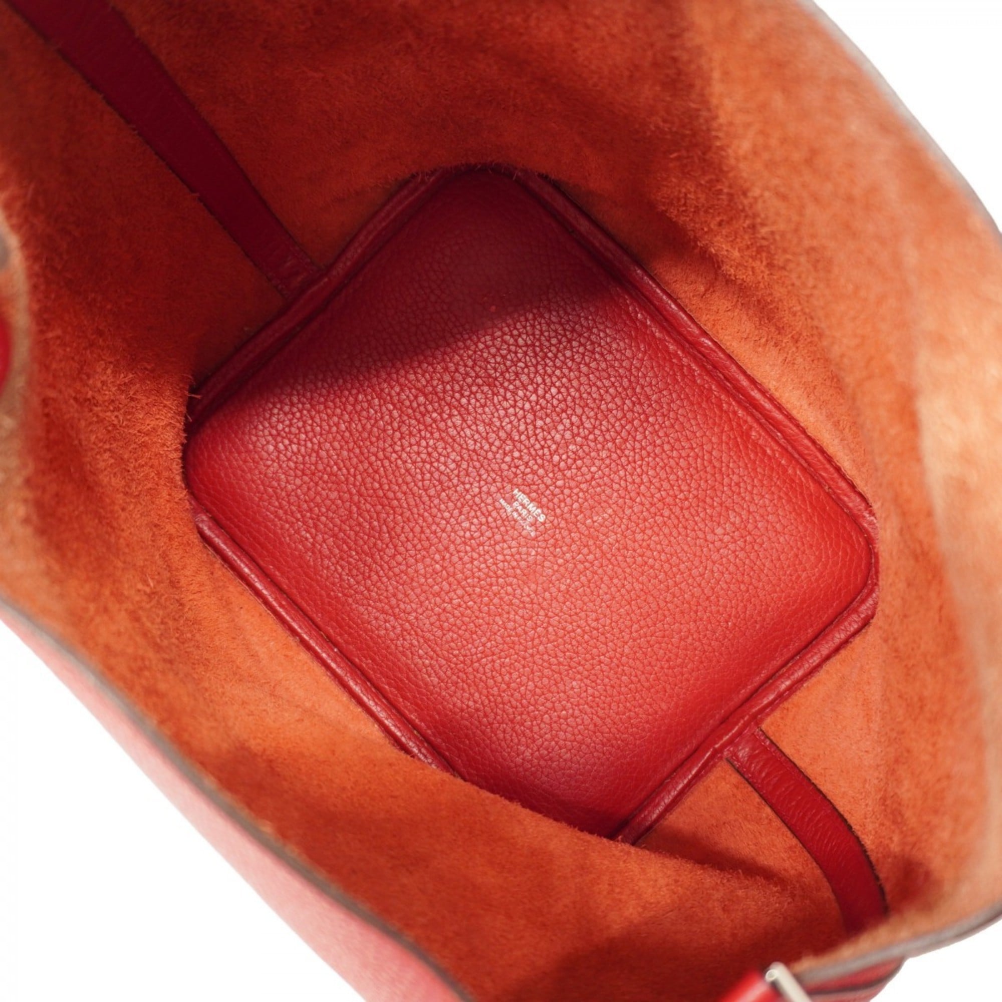 Hermes Rouge Casaque Taurillon Clemence Leather Handbag (Pre-Owned)
