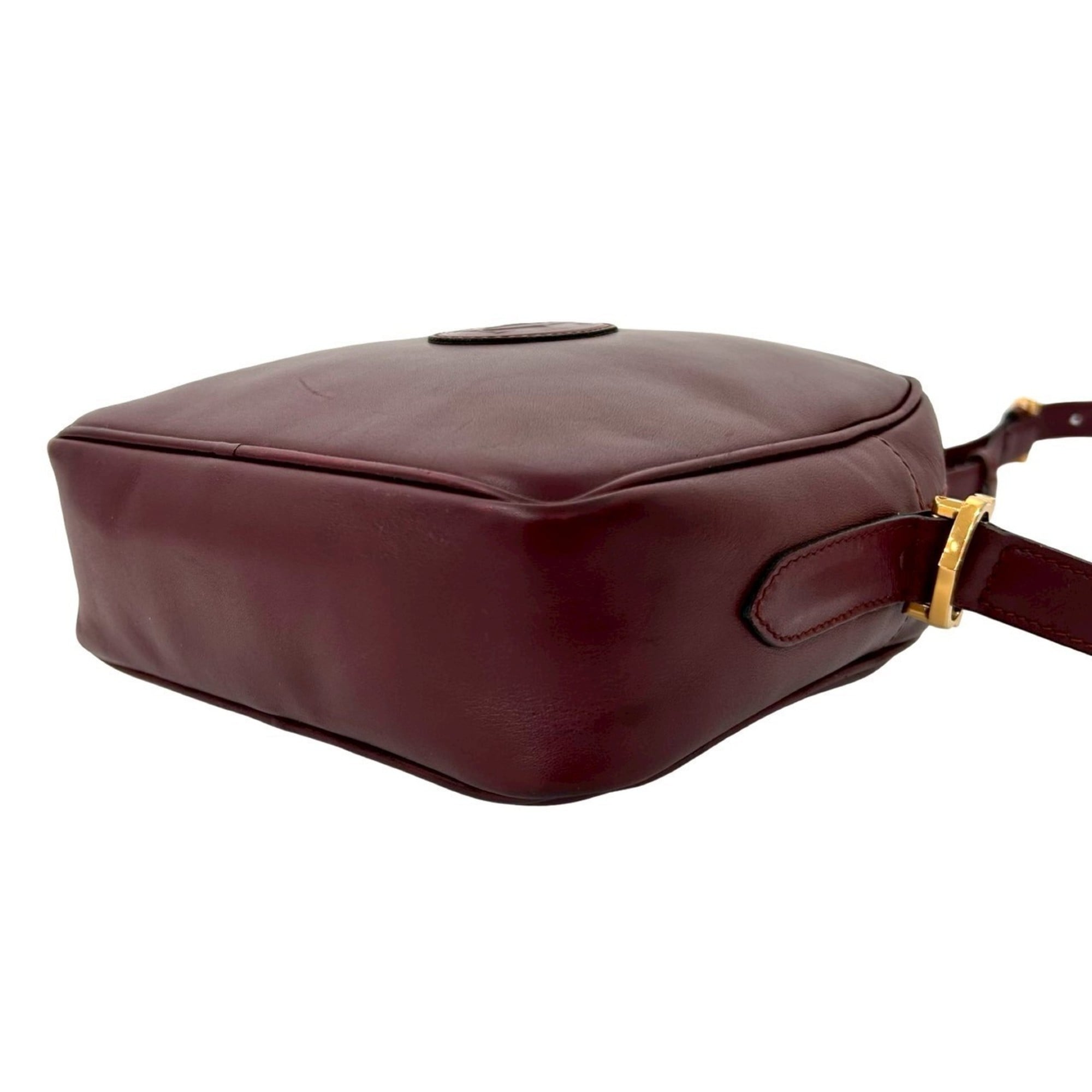 Cartier Wine Red Leather Pochette Shoulder Bag (Pre-Owned)