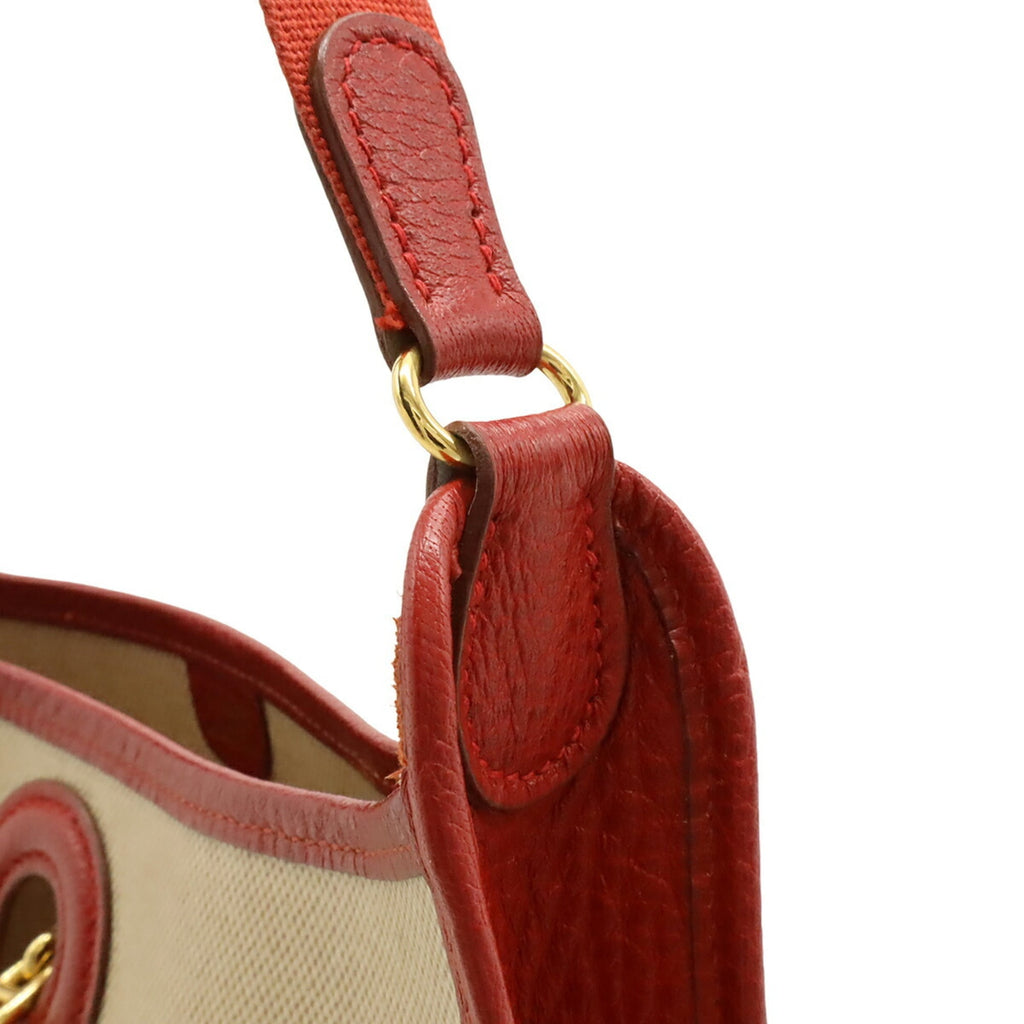 Hermes Vespa Beige Red Color Toile H Leather Shoulder Bag (Pre-Owned)