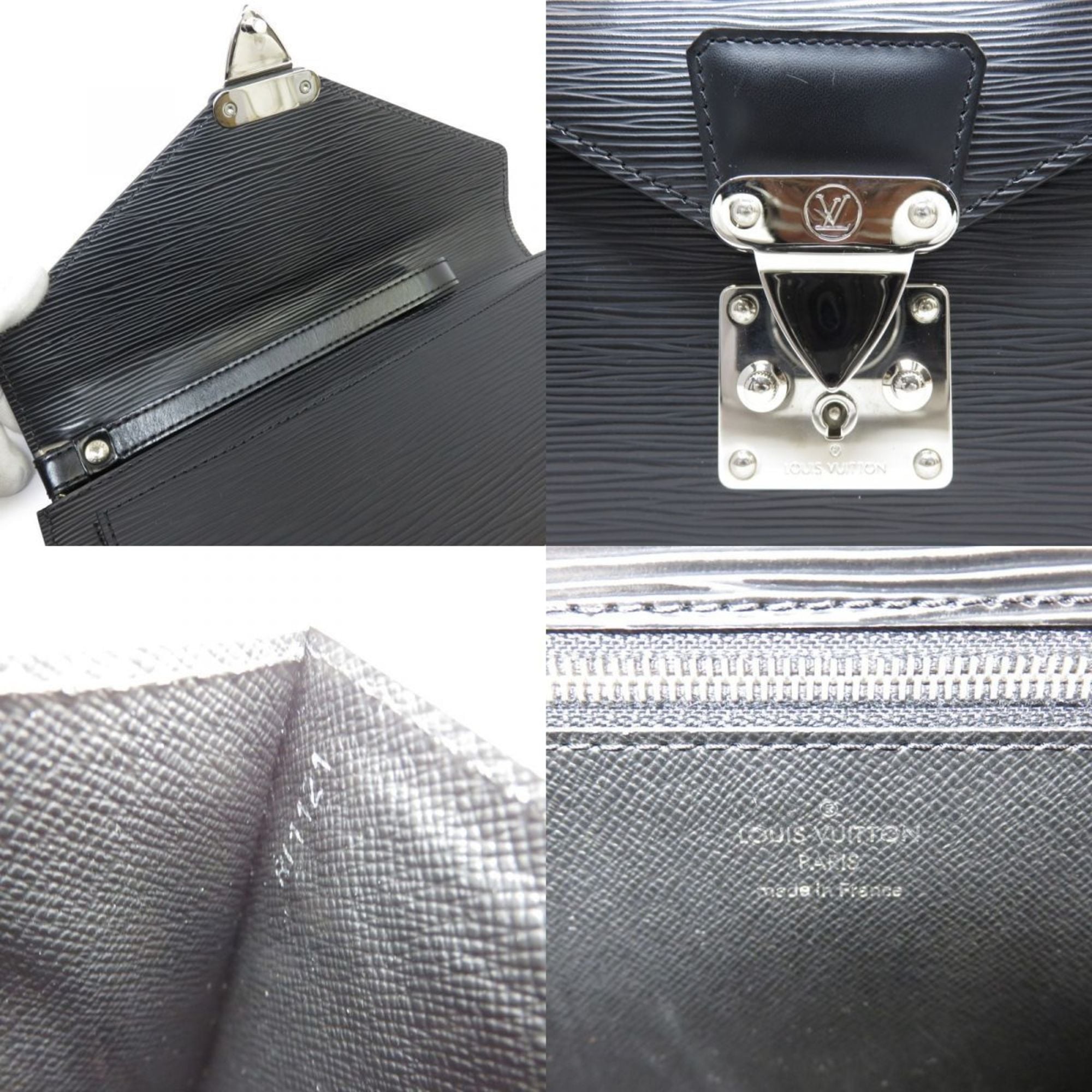 Louis Vuitton Noir Leather Clutch Bag Pochette (Pre-Owned)