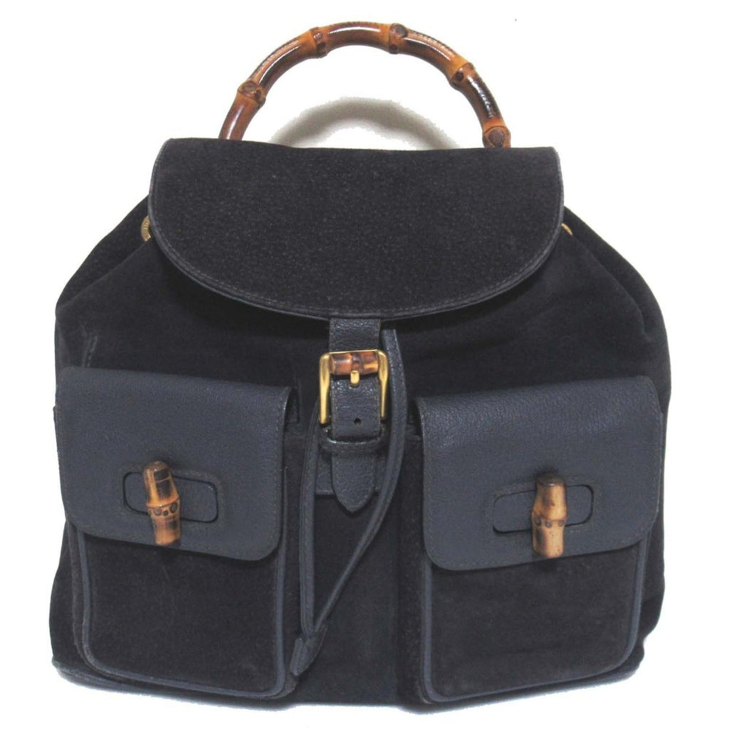 Gucci Navy Suede Leather Backpack (Pre-Owned)