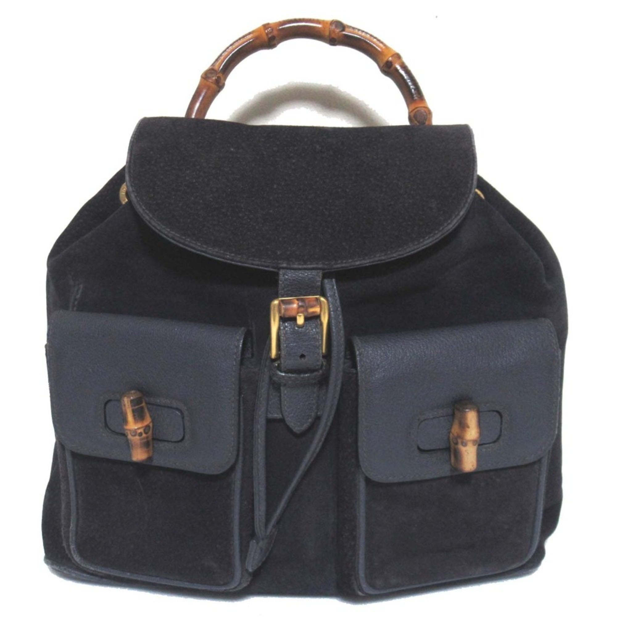 Gucci Navy Suede Leather Backpack (Pre-Owned)