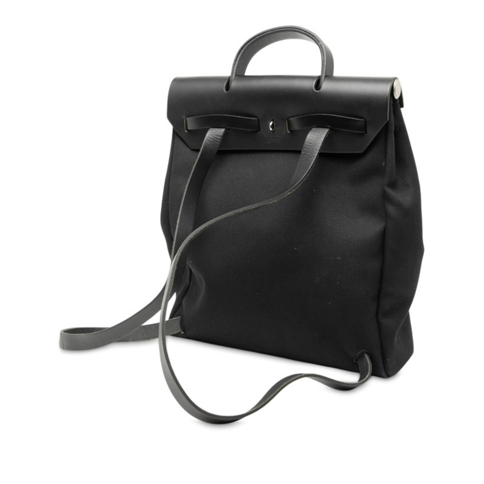 Hermes Black Toile Officier Leather Backpack (Pre-Owned)