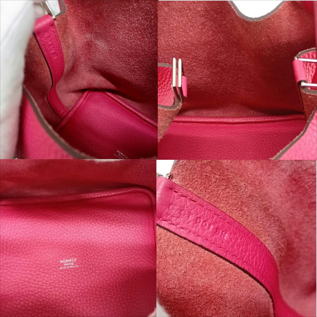 Hermes Pink Red Color Taurillon Clemence Leather Handbag (Pre-Owned)