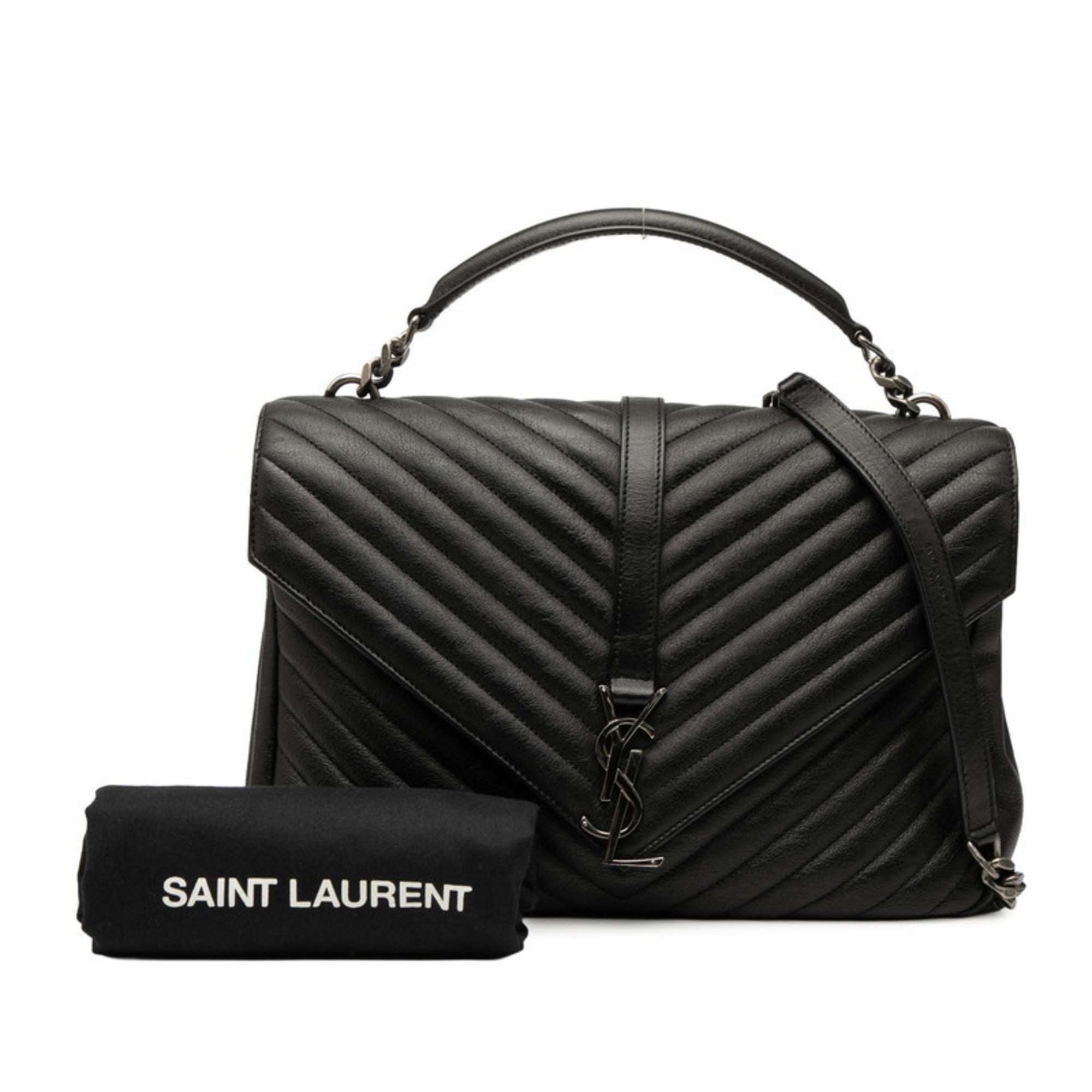 Saint Laurent Black Leather Handbag Shoulder Bag (Pre-Owned)