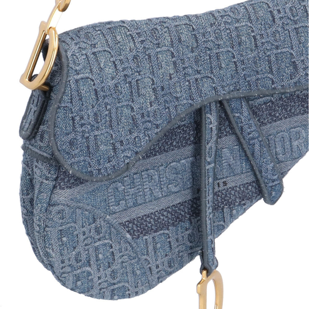 Christian Dior Blue Denim Saddle Bag Shoulder Bag (Pre-Owned)