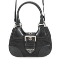 Prada Black Leather Nylon Handbag (Pre-Owned)