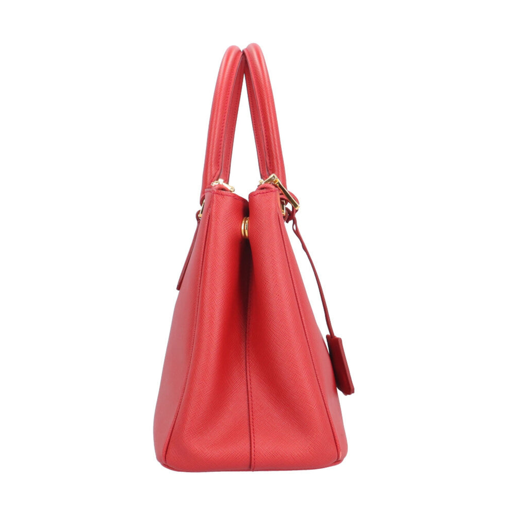 Prada Saffiano Fuoco Red Color Leather Shoulder Bag (Pre-Owned)