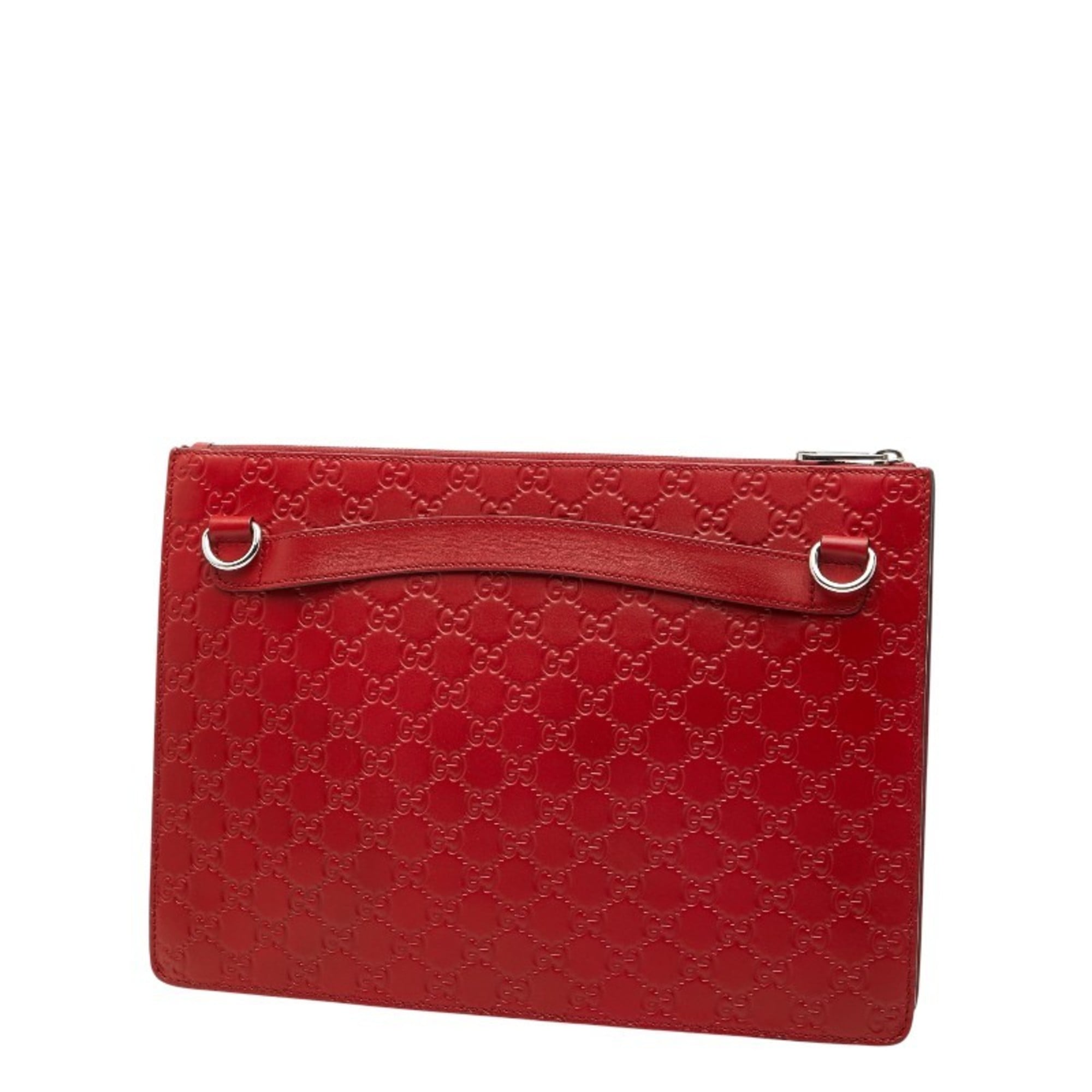 Gucci Red Color Leather Clutch Bag (Pre-Owned)
