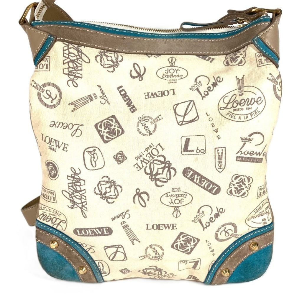 Loewe Beige Blue Canvas Leather Shoulder Bag (Pre-Owned)