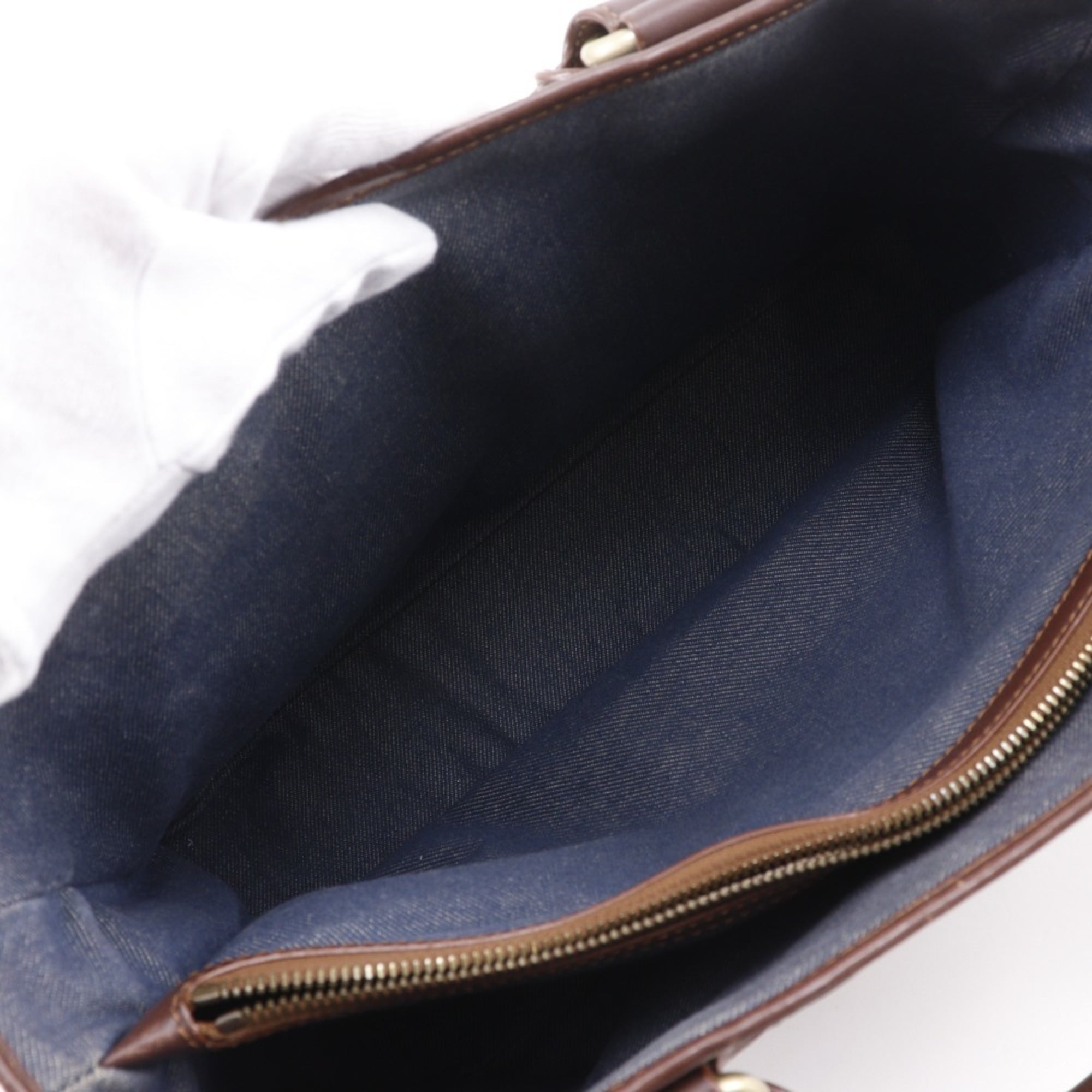 Celine Macadam Blue Brown Denim Handbag (Pre-Owned)