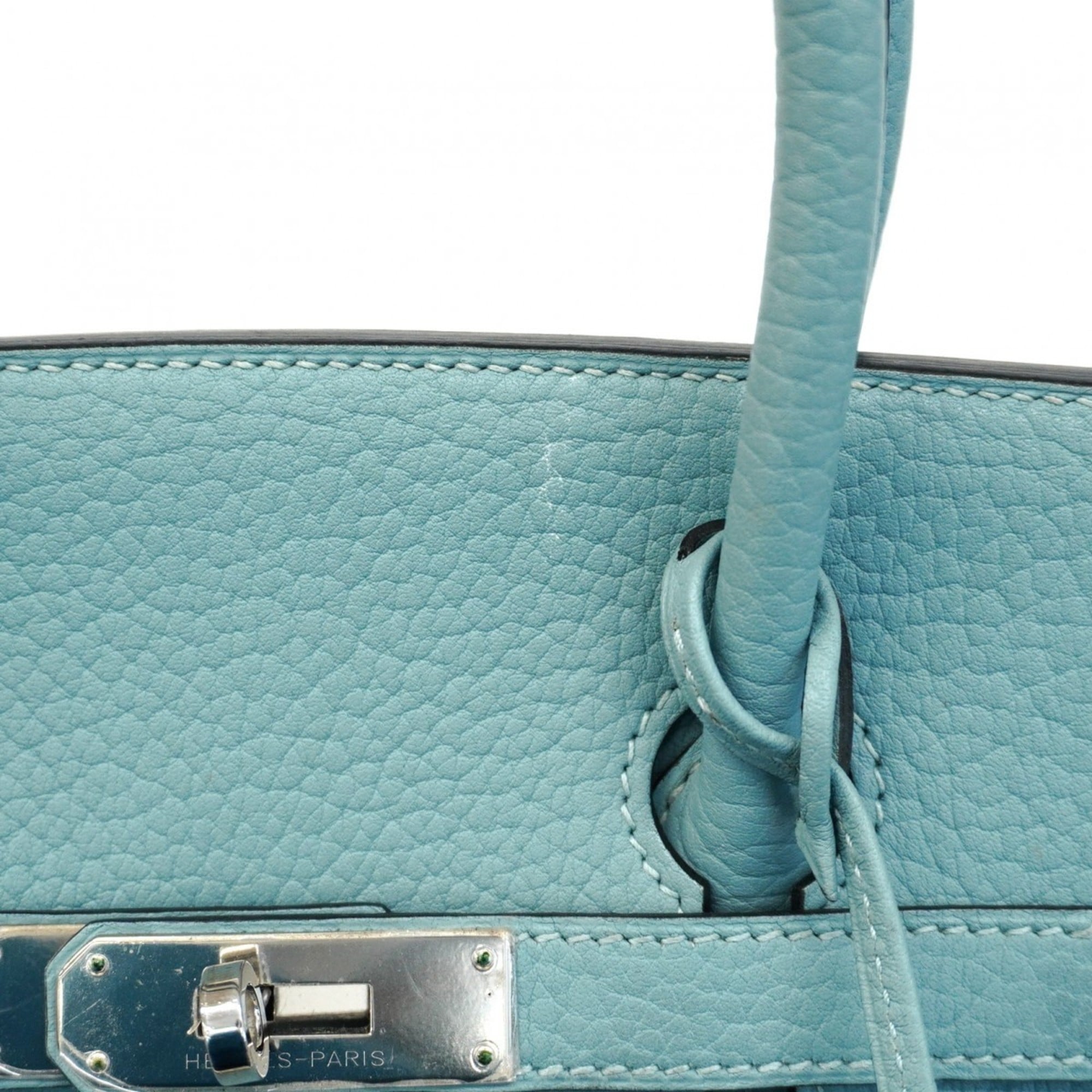 Hermes Ciel Taurillon Clemence Leather Handbag (Pre-Owned)