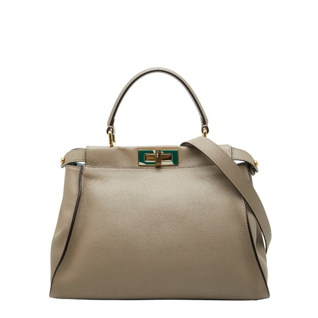 Fendi Grayish Leather Handbag Shoulder Bag (Pre-Owned)