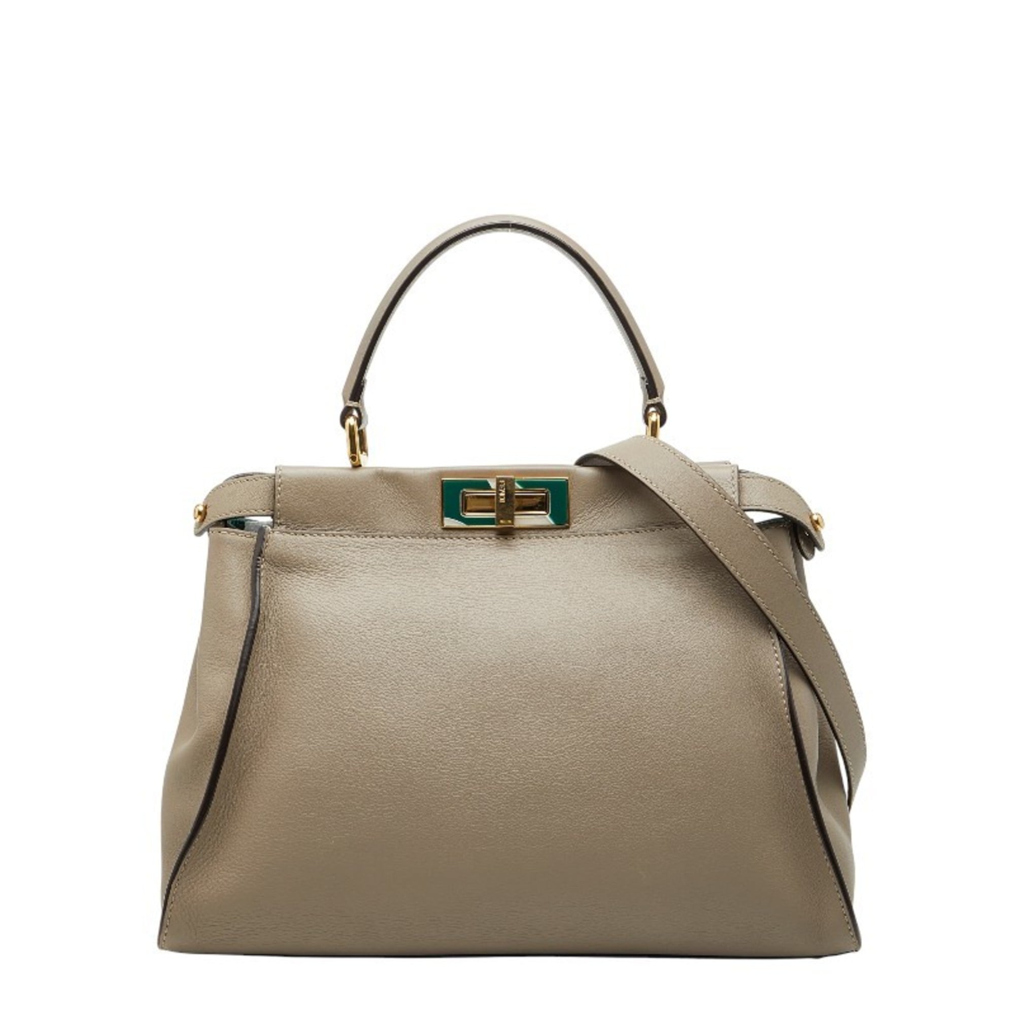 Fendi Grayish Leather Handbag Shoulder Bag (Pre-Owned)