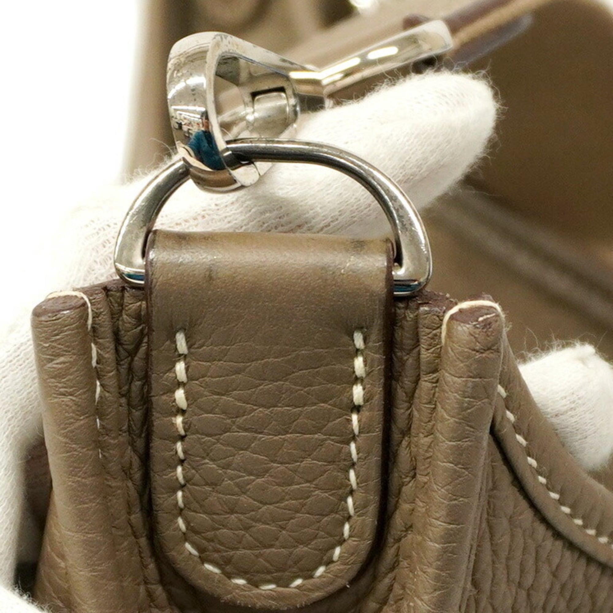 Hermes Etoupe Gray Taurillon Clemence Leather Shoulder Bag (Pre-Owned)