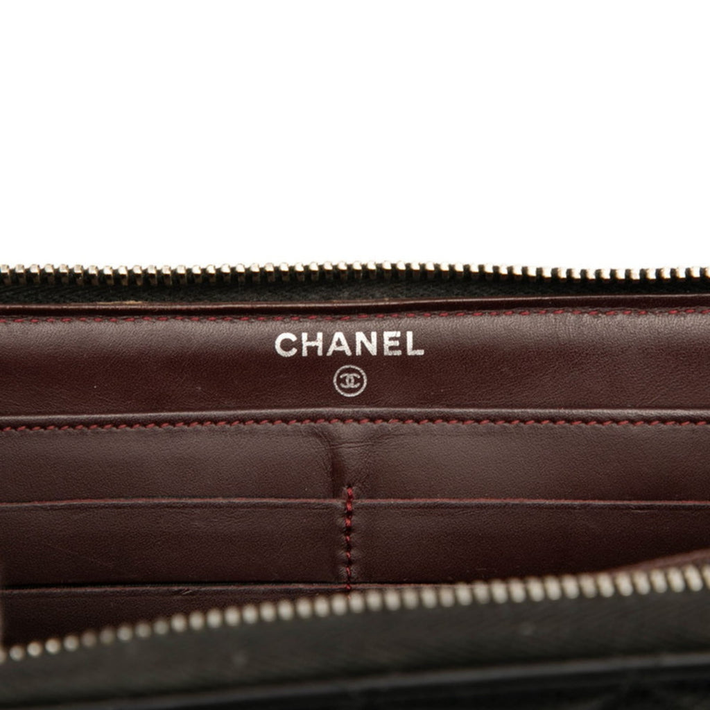 Chanel Black Grained Calfskin Long Wallet (Bi-Fold) (Pre-Owned)
