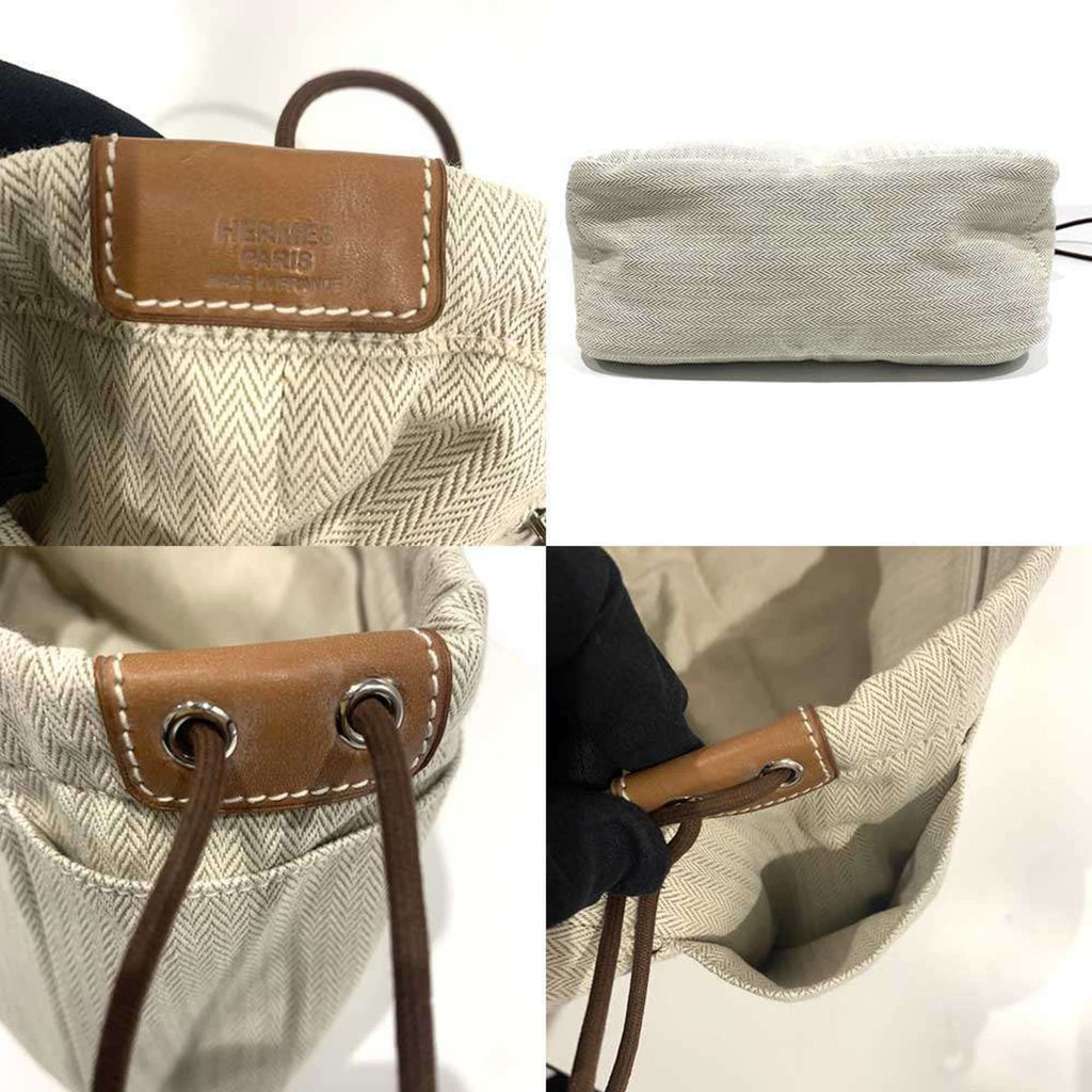 Hermes Beige Toile Chevron Pouch (Pre-Owned)