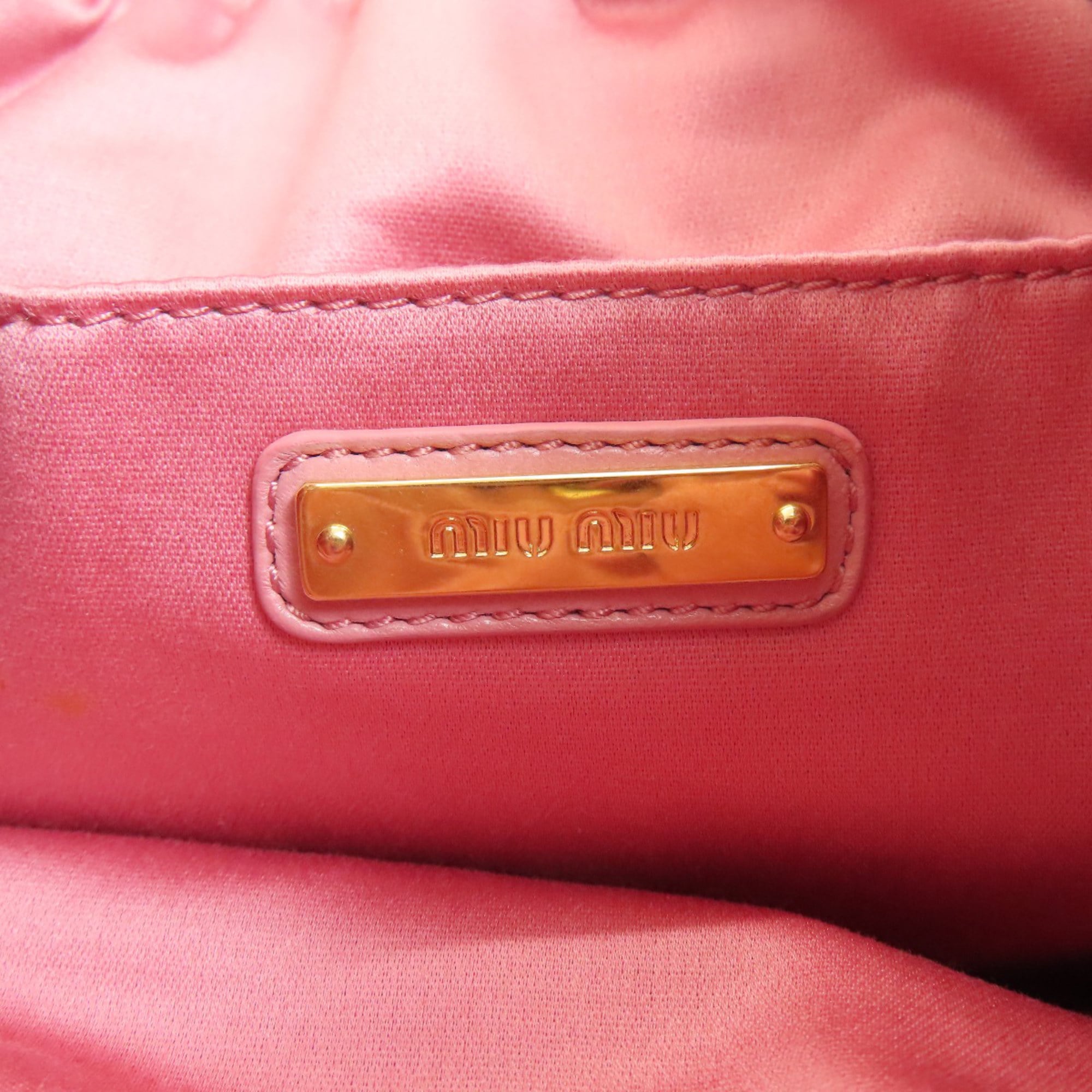 Miu Miu Pink Leather Baguette Bag Shoulder Bag (Pre-Owned)