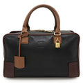 Loewe Black Brown Leather Boston Bag Handbag (Pre-Owned)