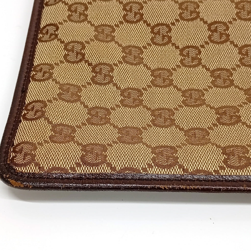 Gucci Brown Leather Canvas Shoulder Bag (Pre-Owned)