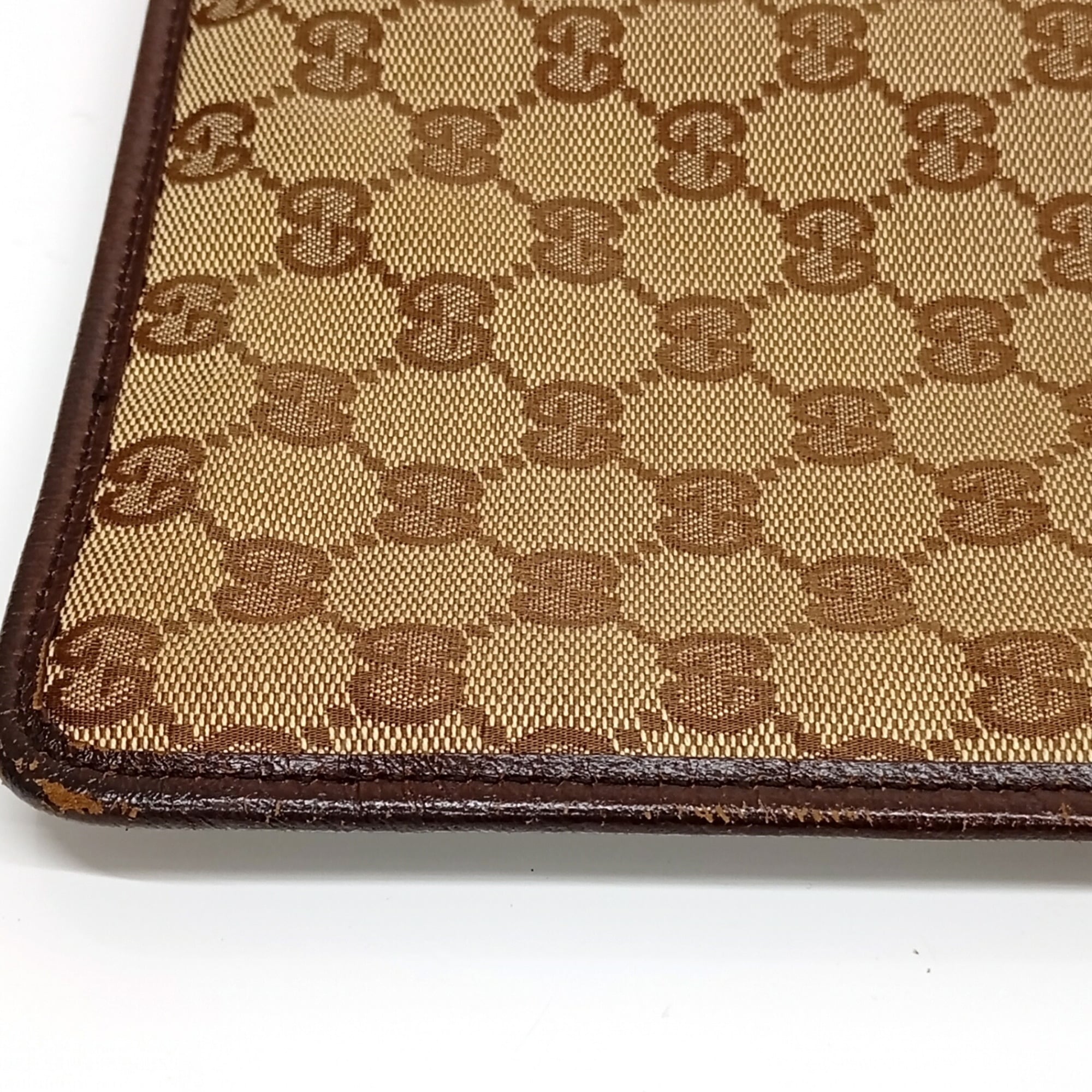 Gucci Brown Leather Canvas Shoulder Bag (Pre-Owned)