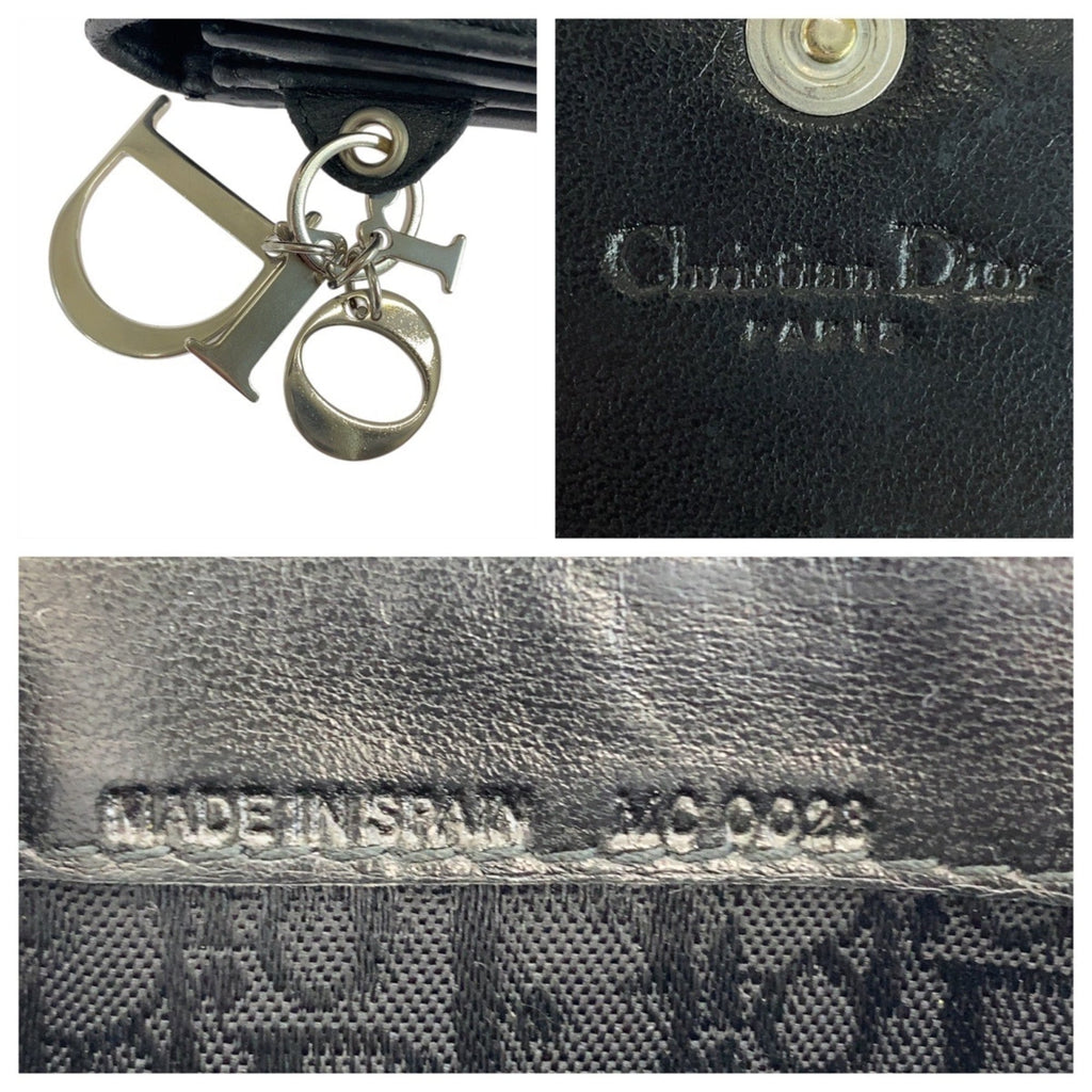 Christian Dior Black Leather Long Wallet (Bi-Fold) (Pre-Owned)