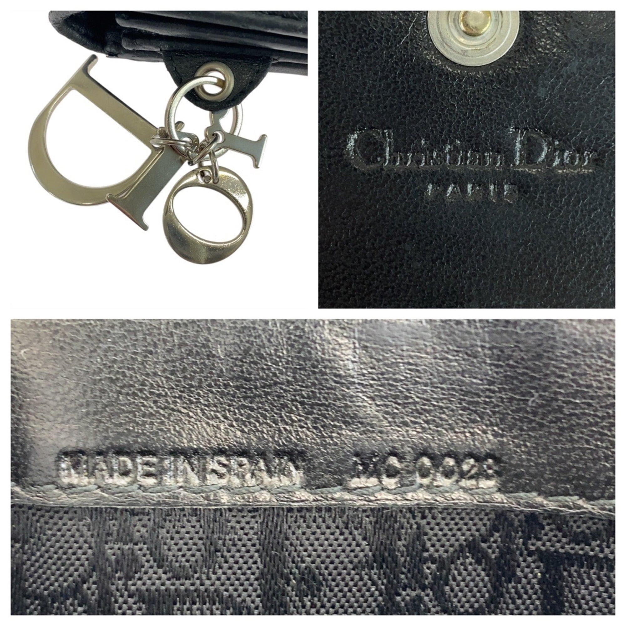 Christian Dior Black Leather Long Wallet (Bi-Fold) (Pre-Owned)