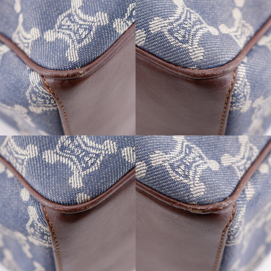 Celine Macadam Blue Brown Denim Handbag (Pre-Owned)