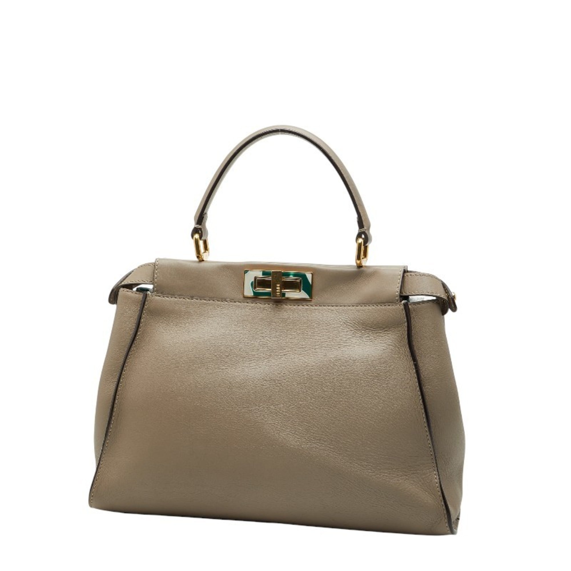 Fendi Grayish Leather Handbag Shoulder Bag (Pre-Owned)