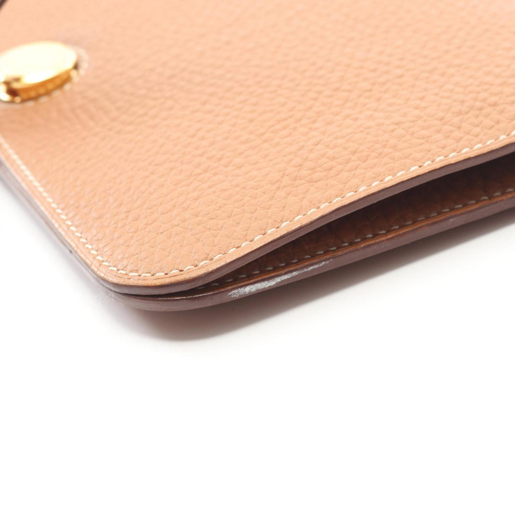 Hermes Brown Taurillon Clemence Leather Long Wallet (Bi-Fold) (Pre-Owned)