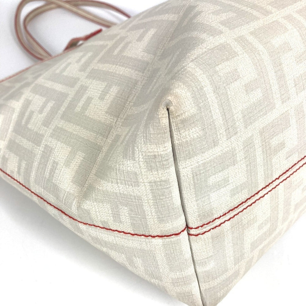 Fendi Zucca Red Color White Zucca Shoulder Bag Tote Bag (Pre-Owned)