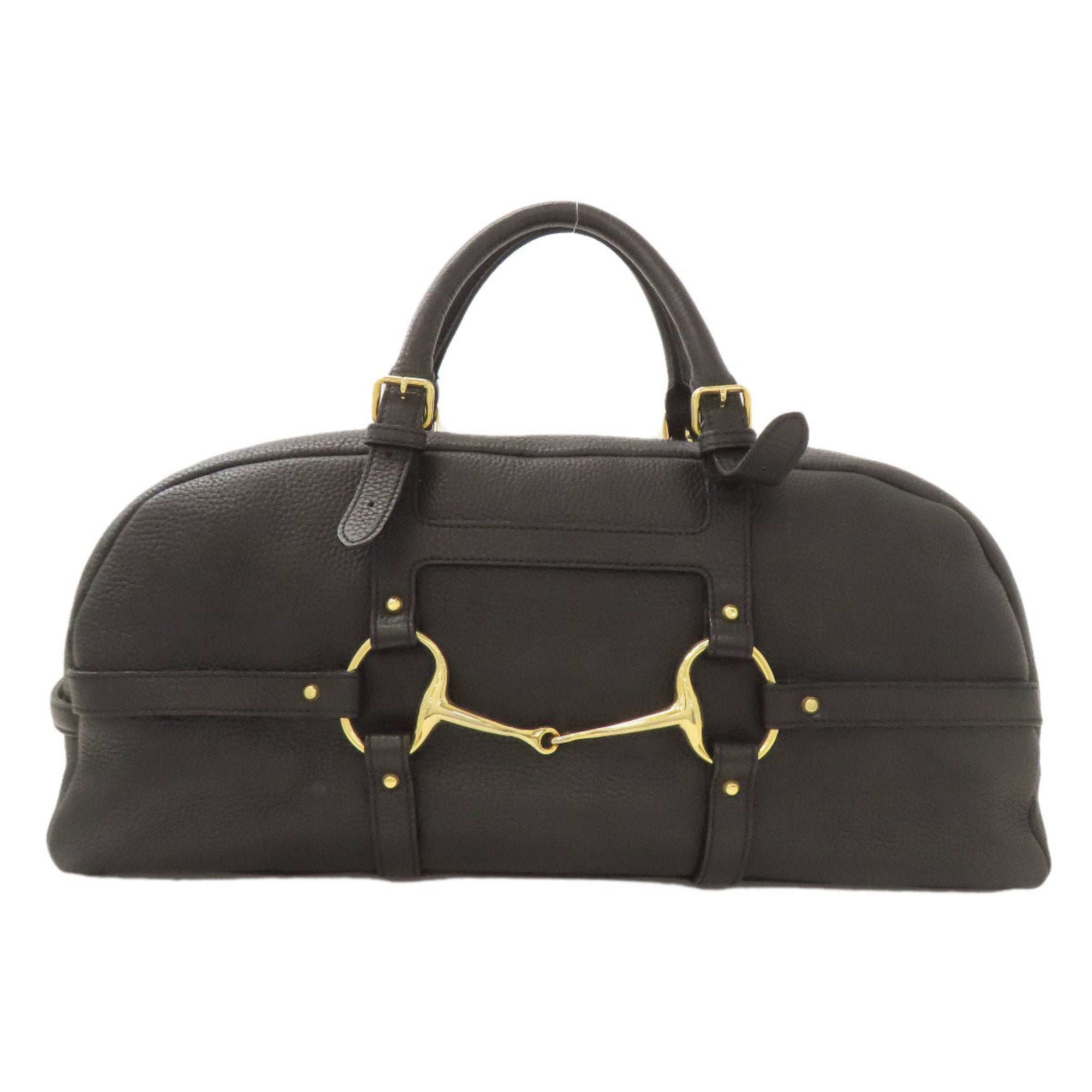 A.D.M.J Black Leather Boston Bag (Pre-Owned)
