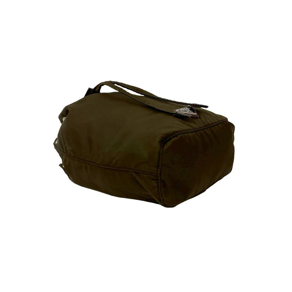 Prada Brown Khaki Leather Nylon Handbag (Pre-Owned)