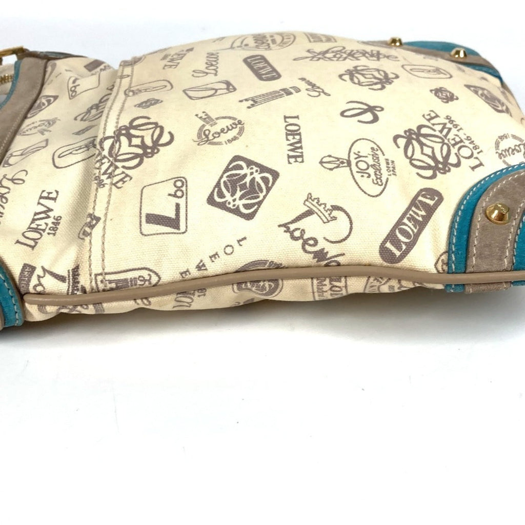 Loewe Beige Blue Canvas Leather Shoulder Bag (Pre-Owned)