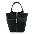 Hermes Black Swift Leather Cotton Canvas Handbag Tote Bag (Pre-Owned)
