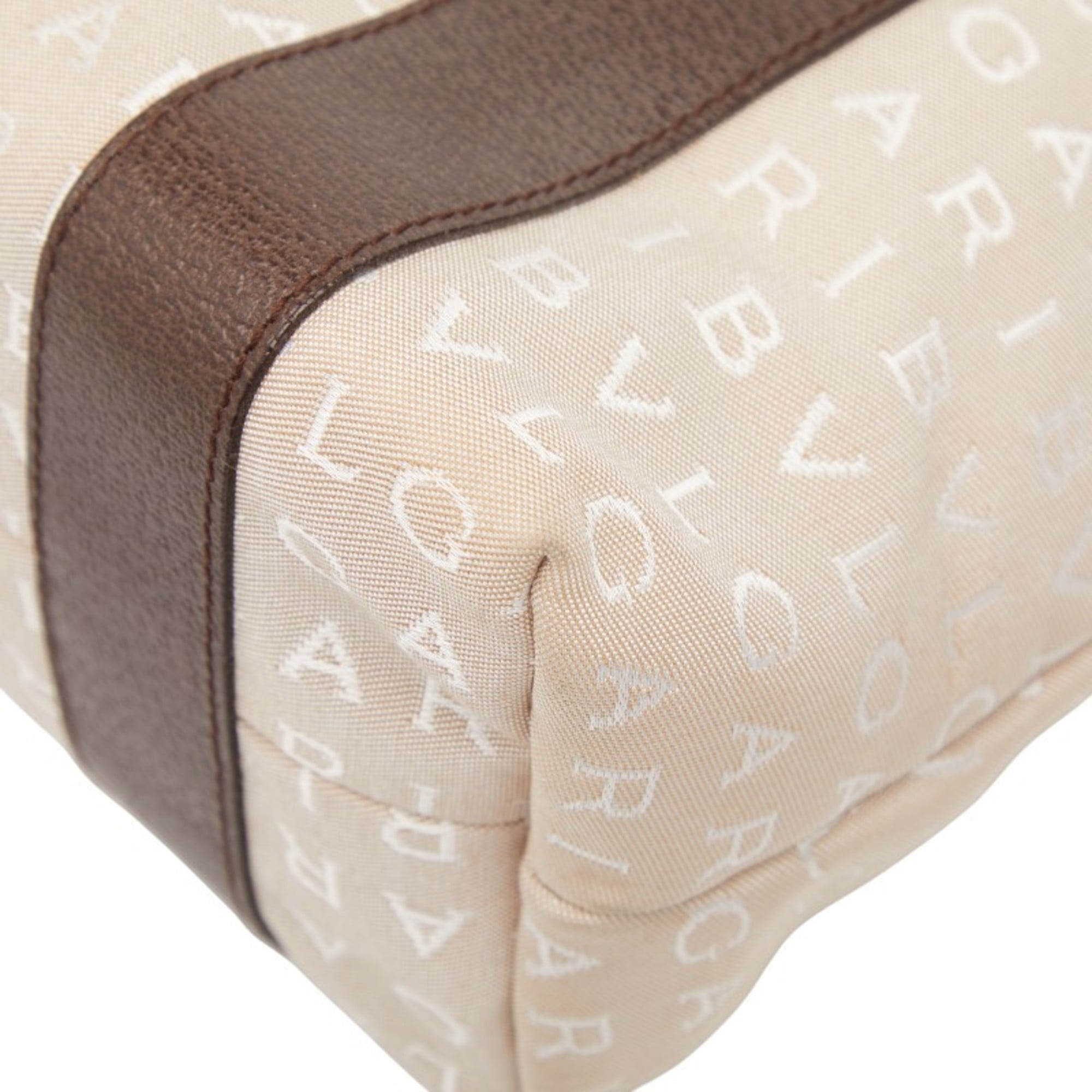 Bvlgari Beige Brown Canvas Leather Tote Bag (Pre-Owned)