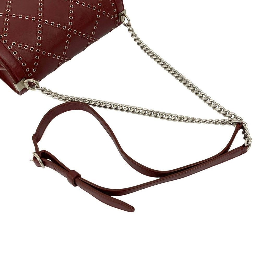 Chanel Red Color Wine Leather Pochette Shoulder Bag (Pre-Owned)