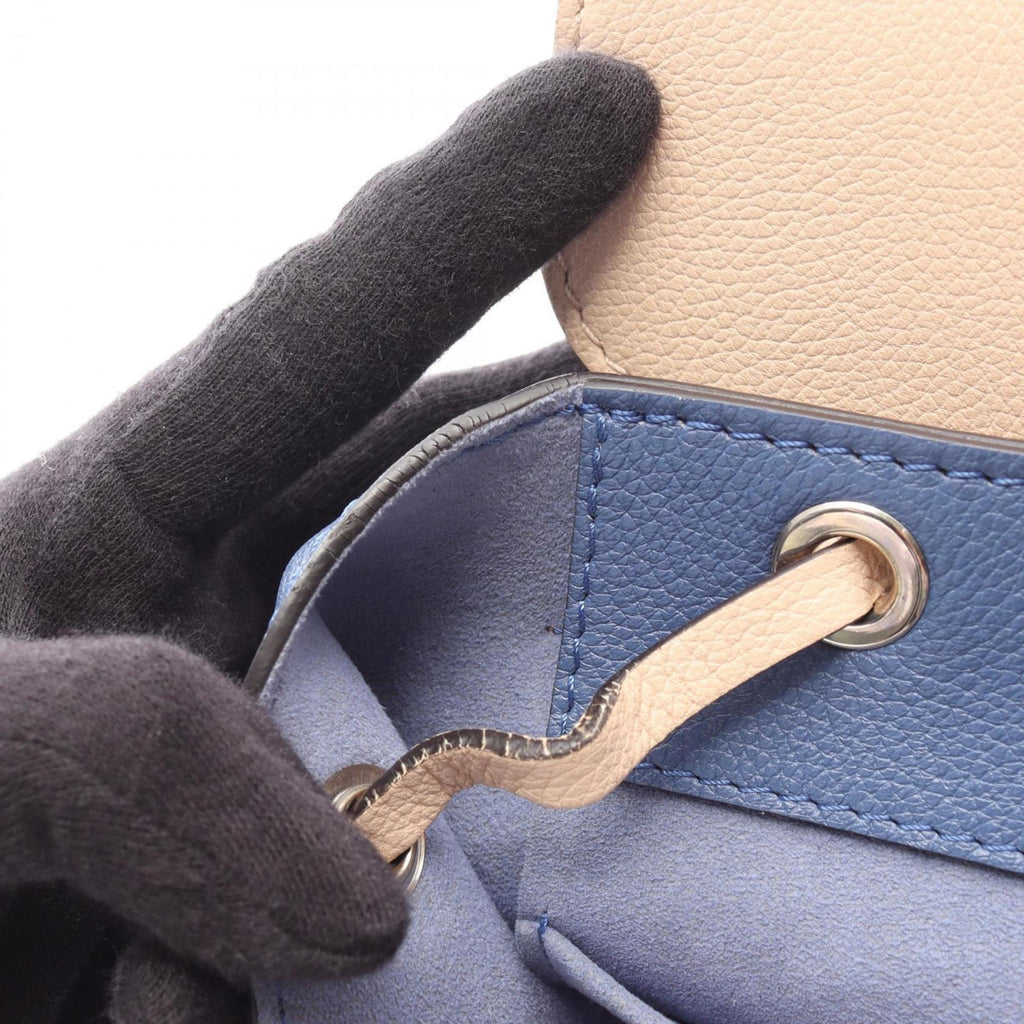 Louis Vuitton Beige Blue Leather Backpack (Pre-Owned)