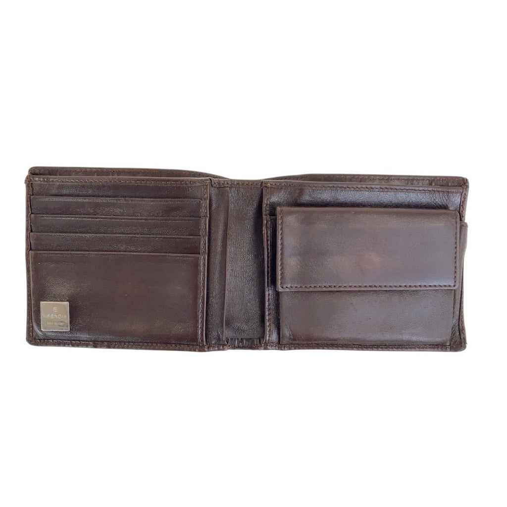 Fendi Brown Leather Canvas Wallet (Bi-Fold) (Pre-Owned)