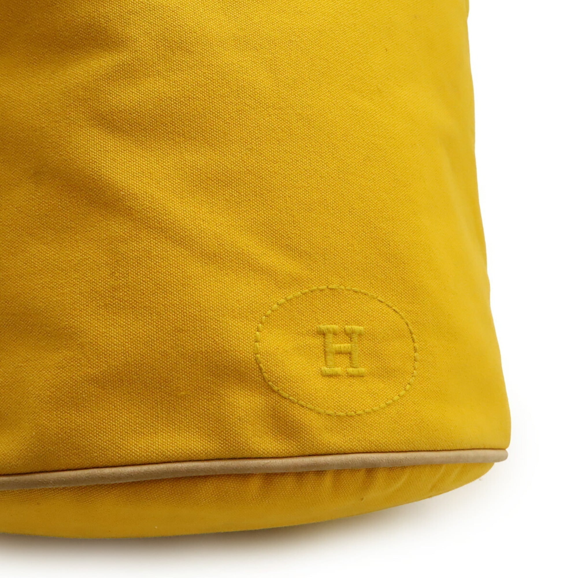 Hermes Mustard Canvas Leather Shoulder Bag (Pre-Owned)