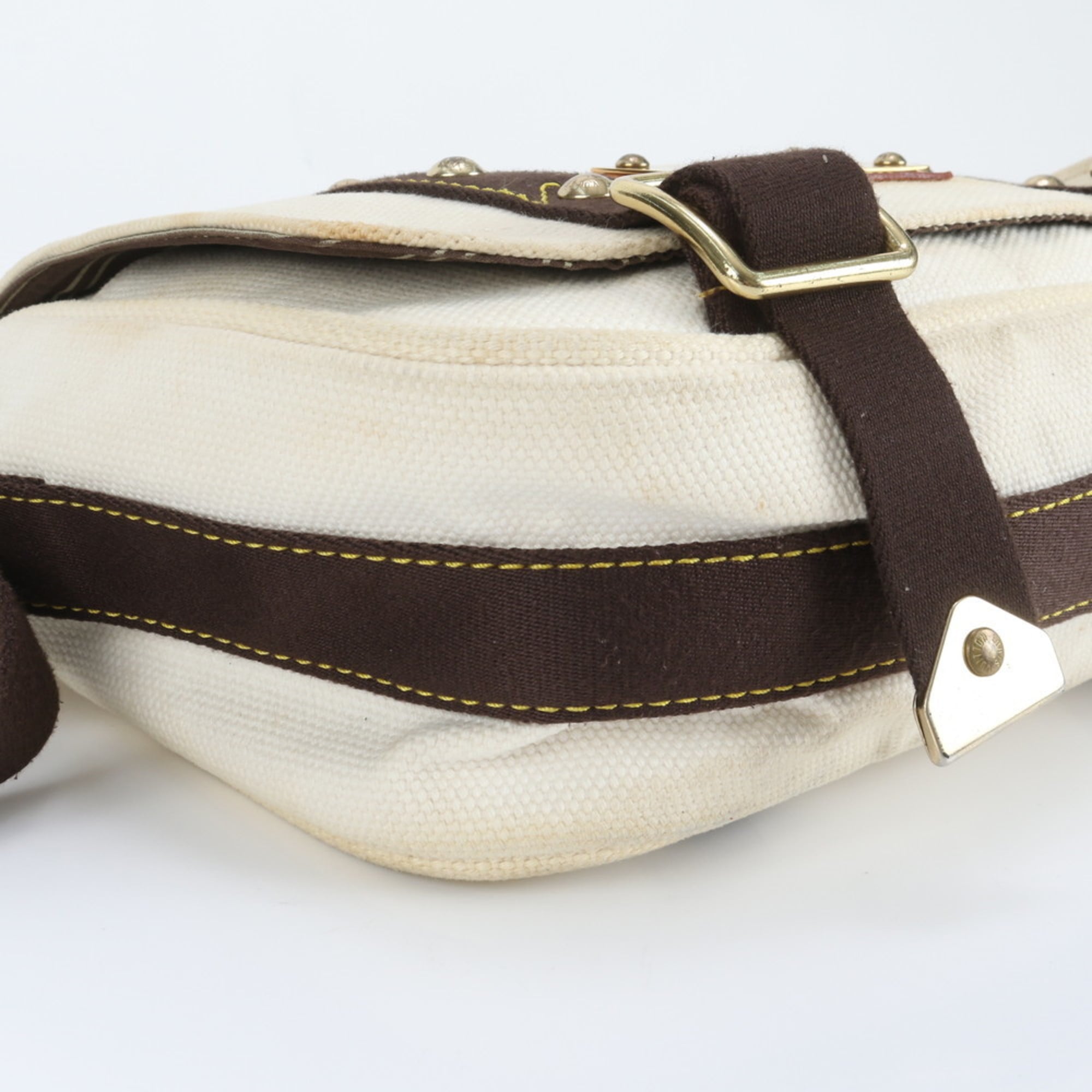 Louis Vuitton Ecru Leather Canvas Shoulder Bag (Pre-Owned)