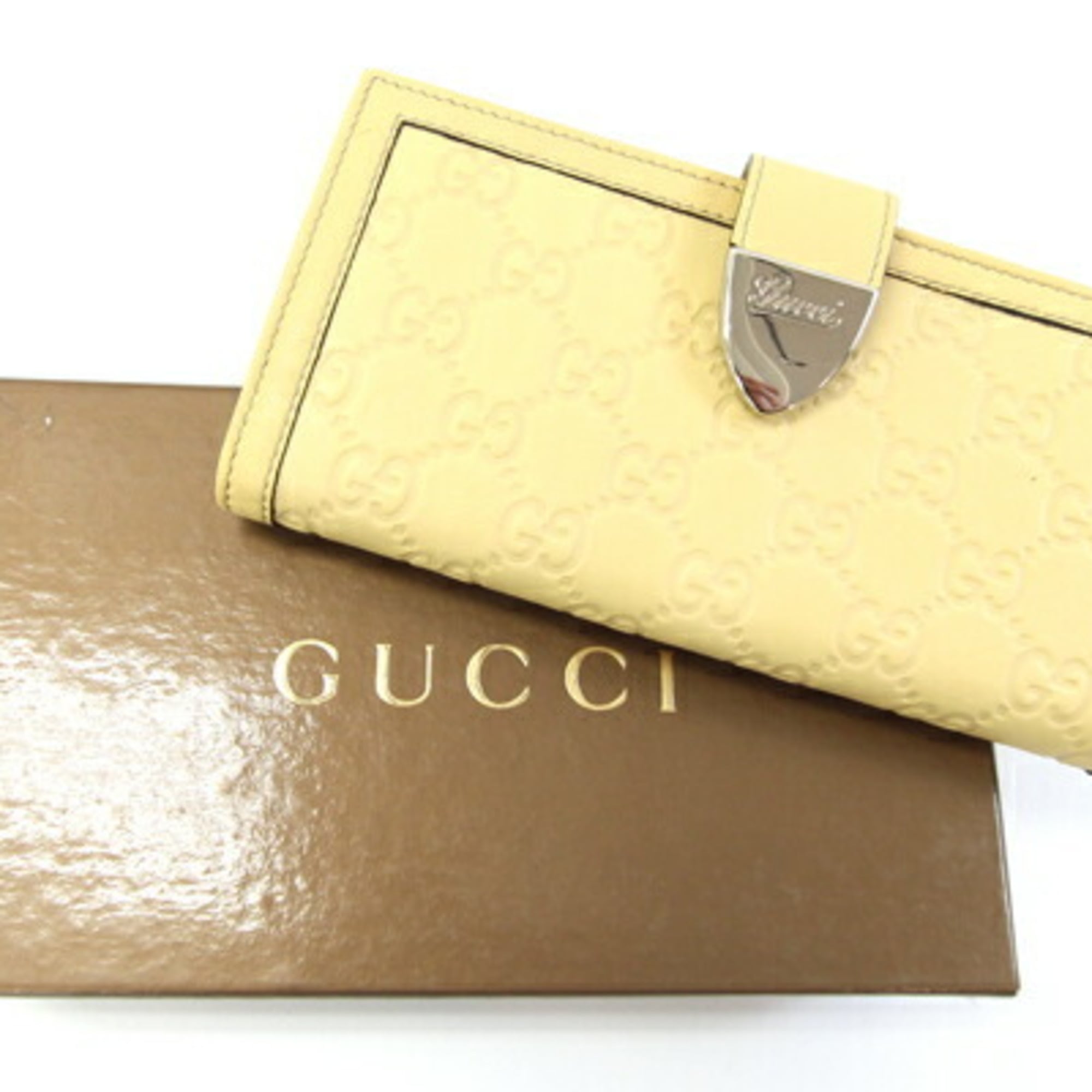 Gucci Cream Yellow Leather Long Wallet (Bi-Fold) (Pre-Owned)